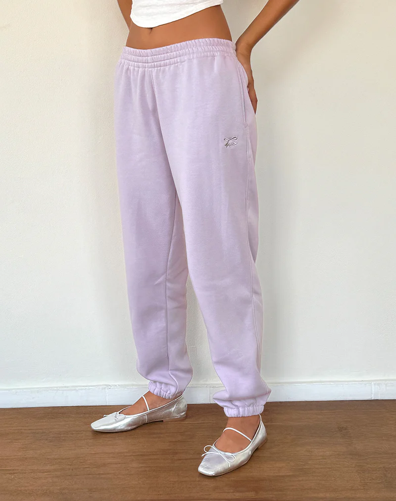 Em Jogger in Violet Grey with Bow Embroidery - Awmao