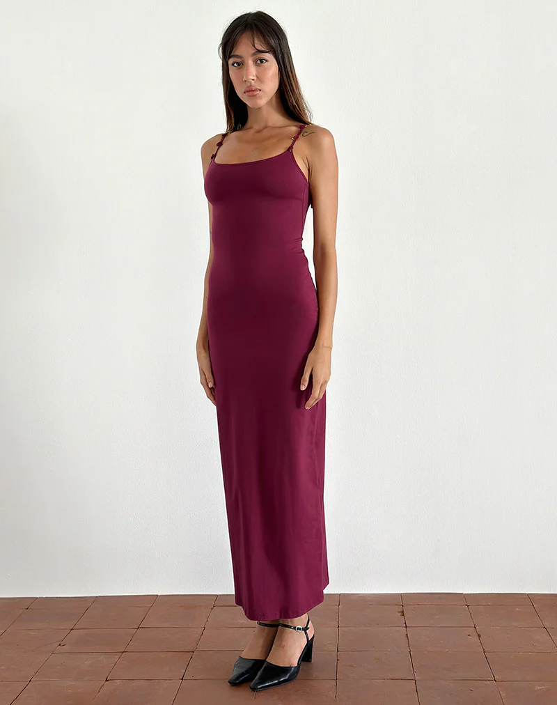 Cantana Maxi Dress in Burgundy - Awmao
