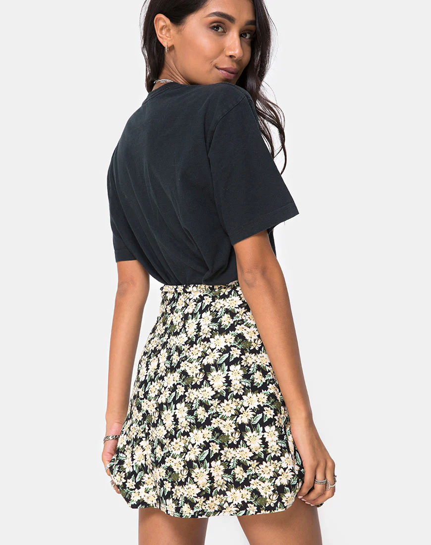 Khabel Skater Skirt in Aster Black - Awmao