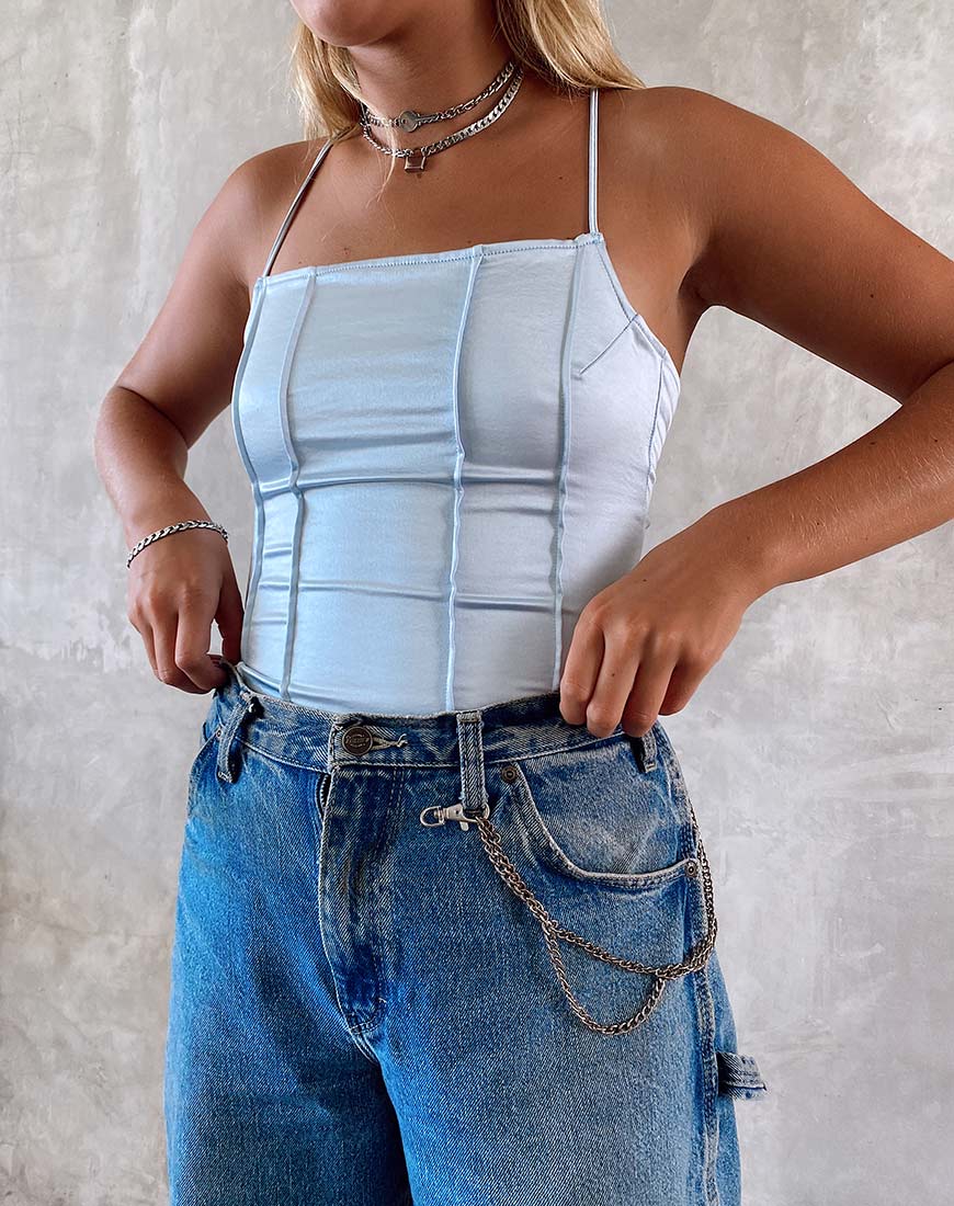 Cosey Top in Satin Powder Blue - Awmao