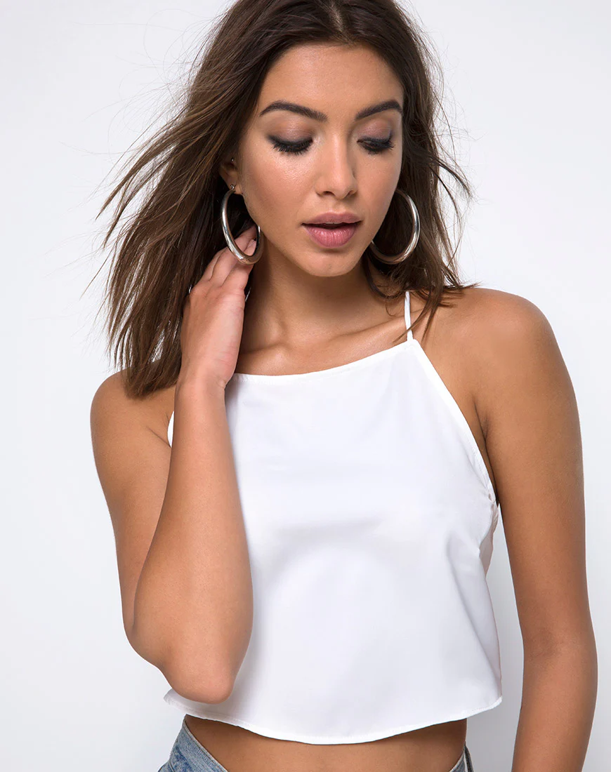 Fair Cami Top in Satin Ivory - Awmao