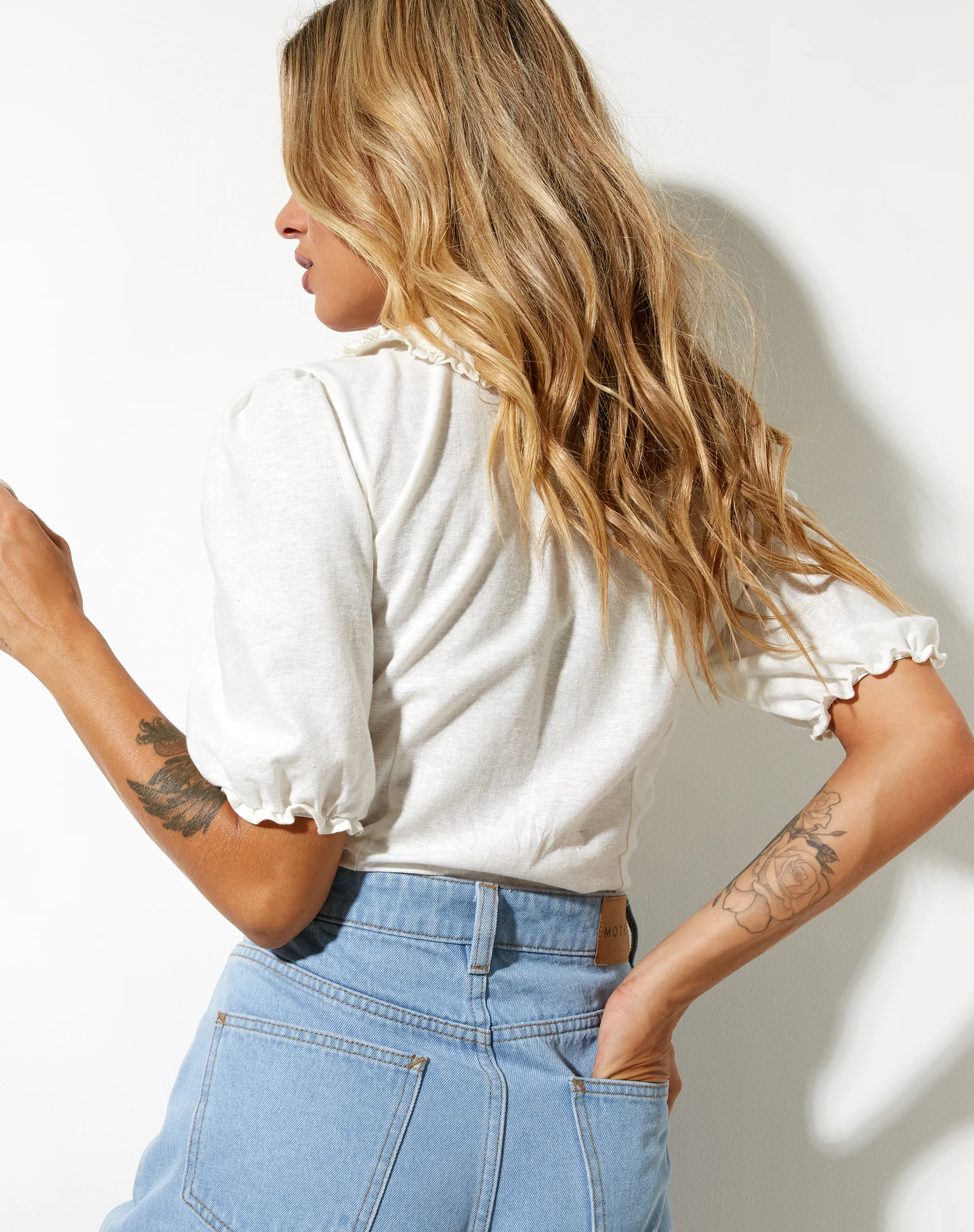 Tucci Top in White Strawberry Embro - Awmao