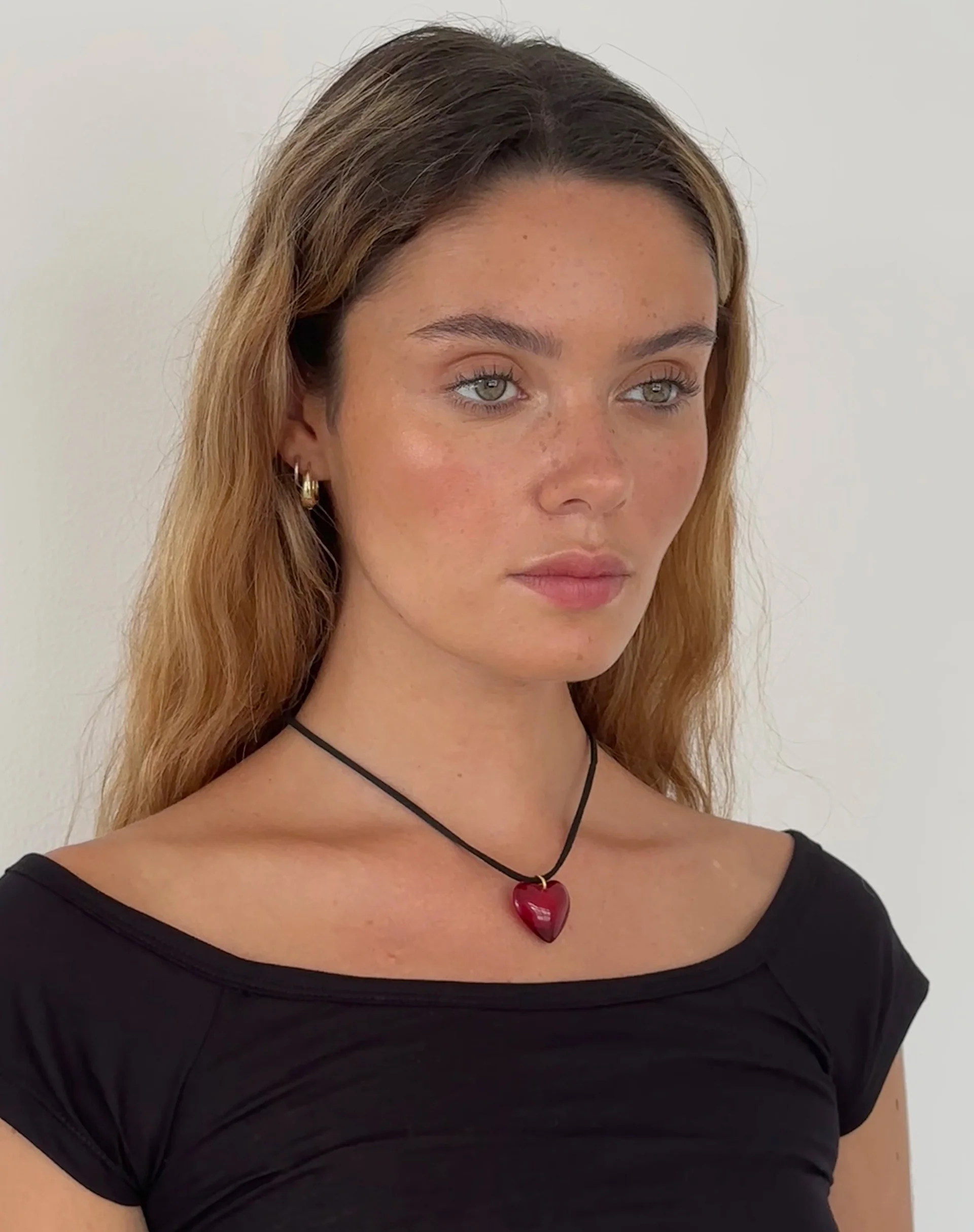 Mimi Glass Heart Necklace by Gemini Jewels - Awmao