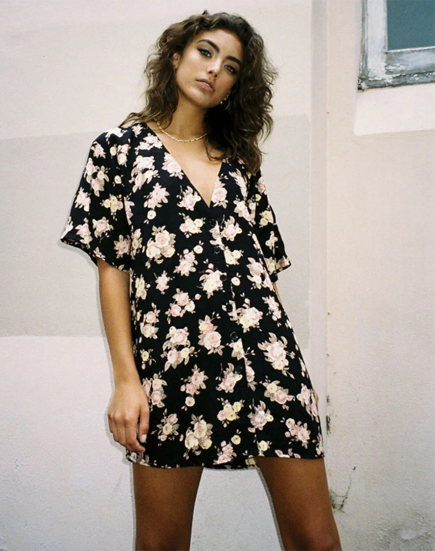 Mirach Dress in Antique Rose Black - Awmao