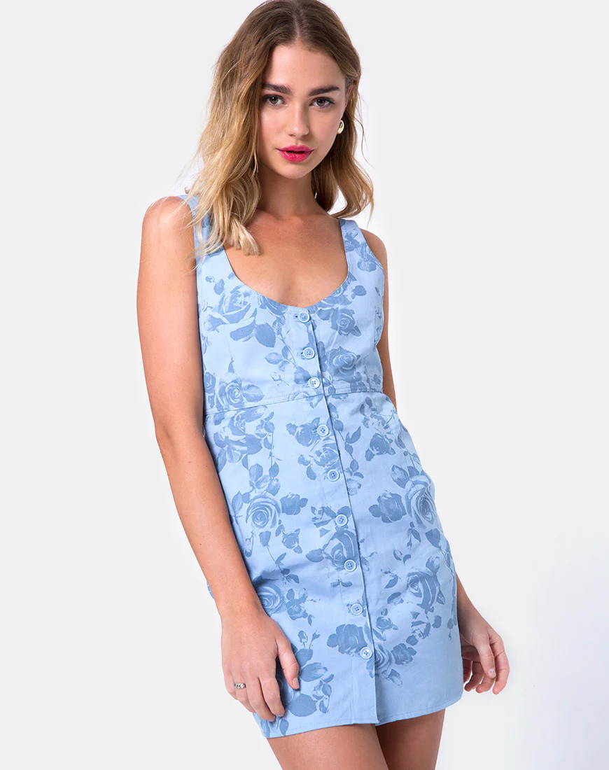 Pana Pinafore Dress in Sky Rose - Awmao