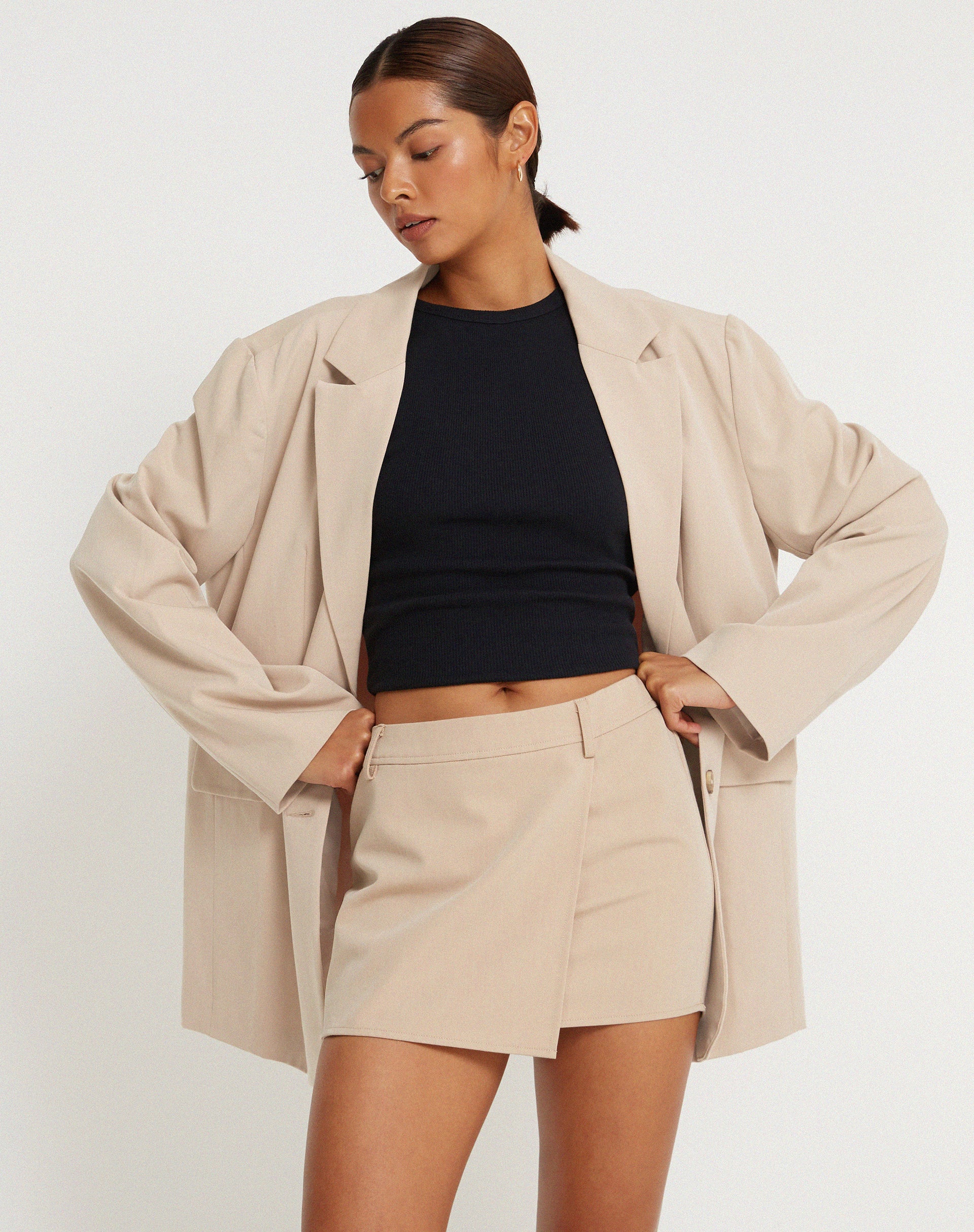 Wahip Mini Skirt in Soft Tailoring Beige - Awmao