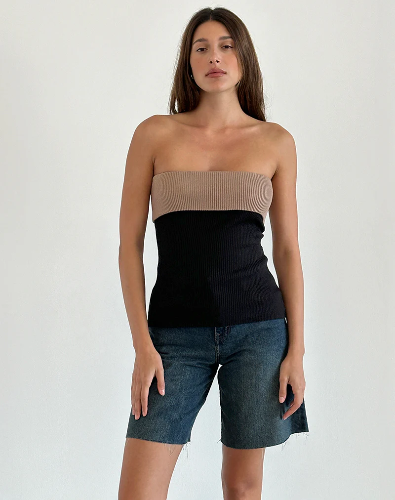 Brylee Tube Top in Knit Black - Awmao