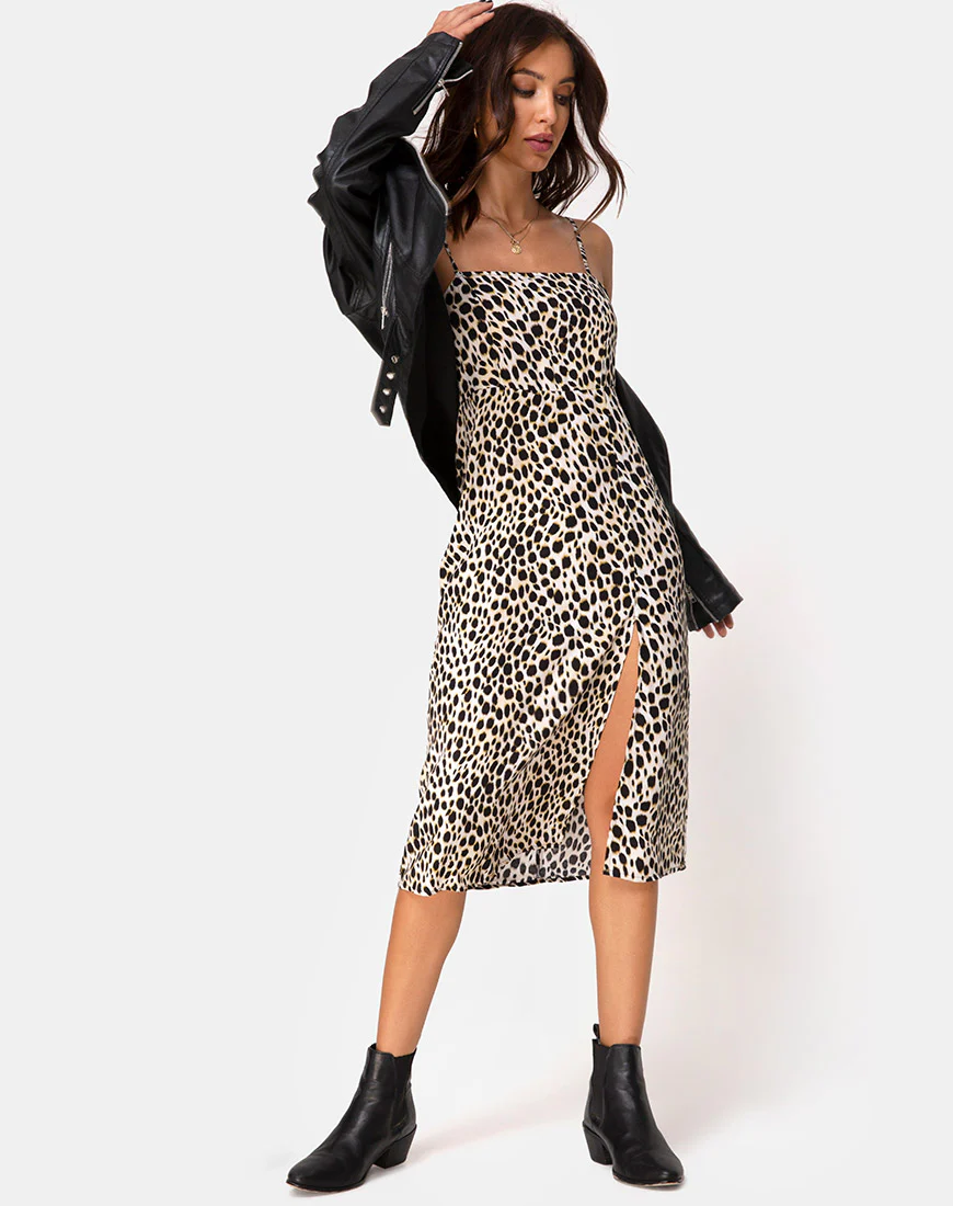 Kaoya Midi Dress in Cheetah - Awmao
