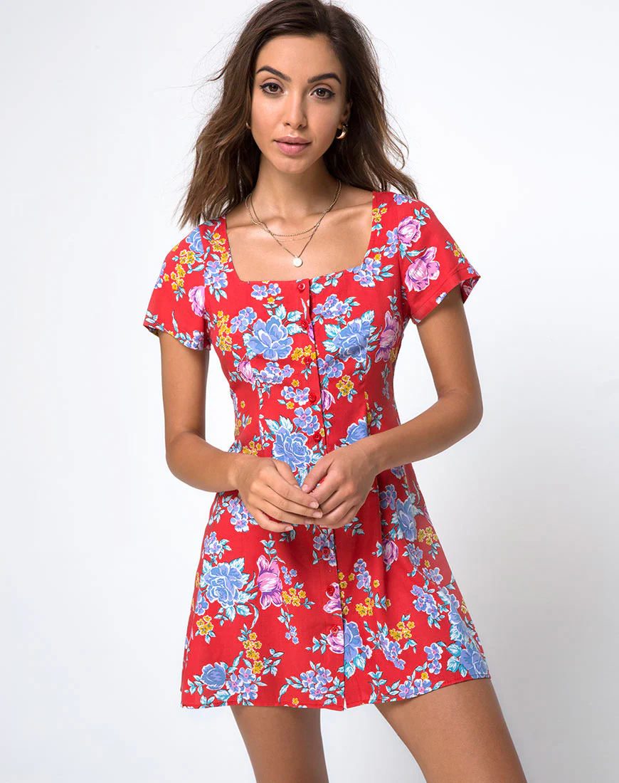Zavacca Tea Dress in Vintage Fleur - Awmao