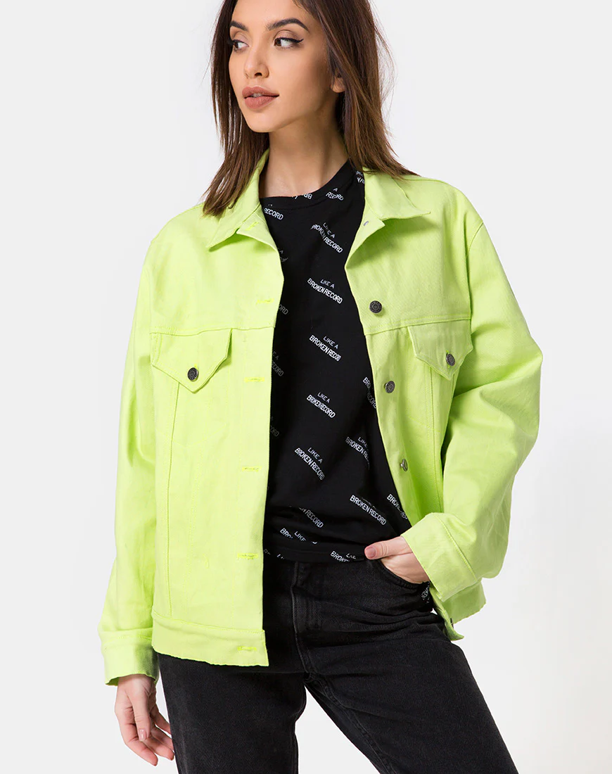 Oversize Denim Jacket in Lime - Awmao
