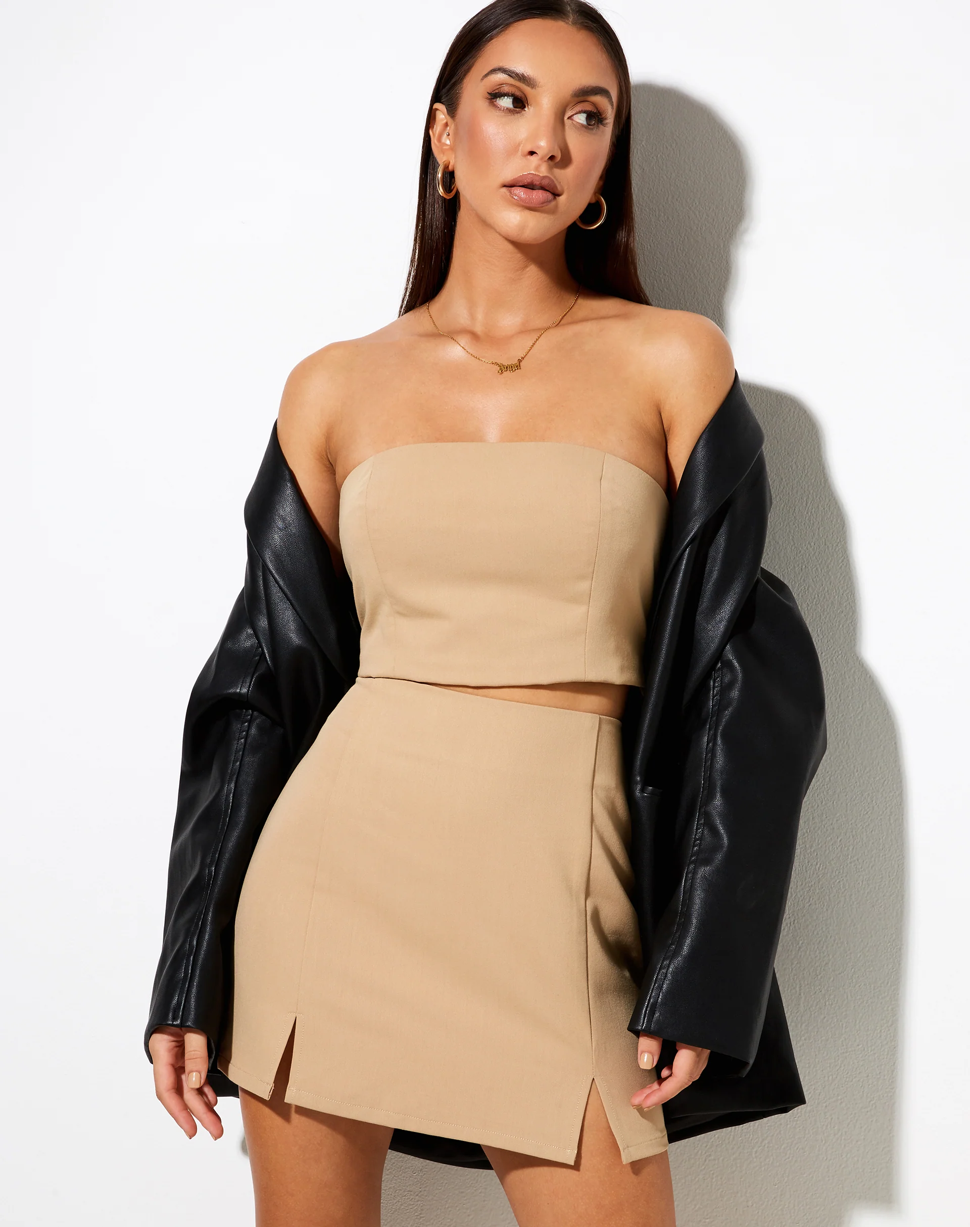 Mixo Mini Skirt in Almond - Awmao