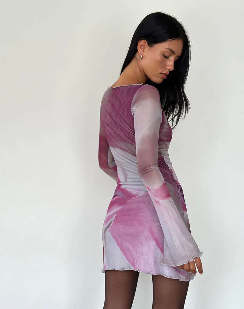 Sevila Mini Dress in Anatomy of Nature Pink - Awmao