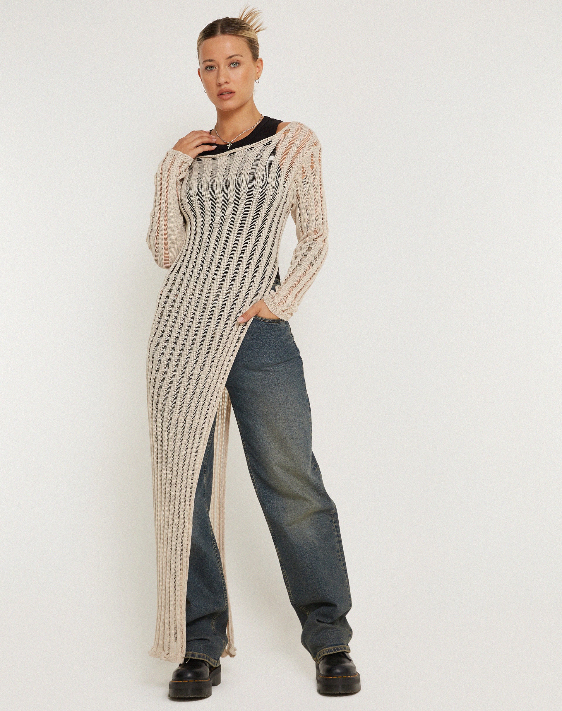 Nekici Long Sleeve Top in Natural - Awmao