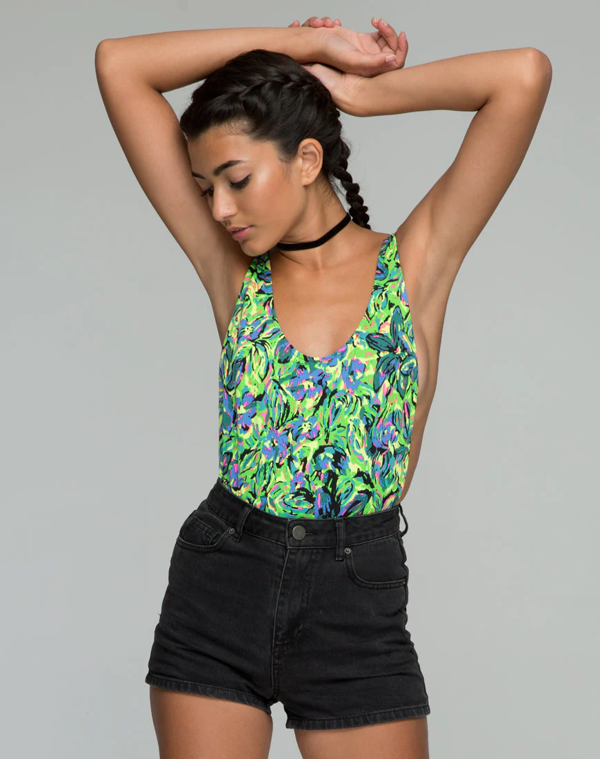 Tatum Bodice in Fluro Flower Citrus - Awmao