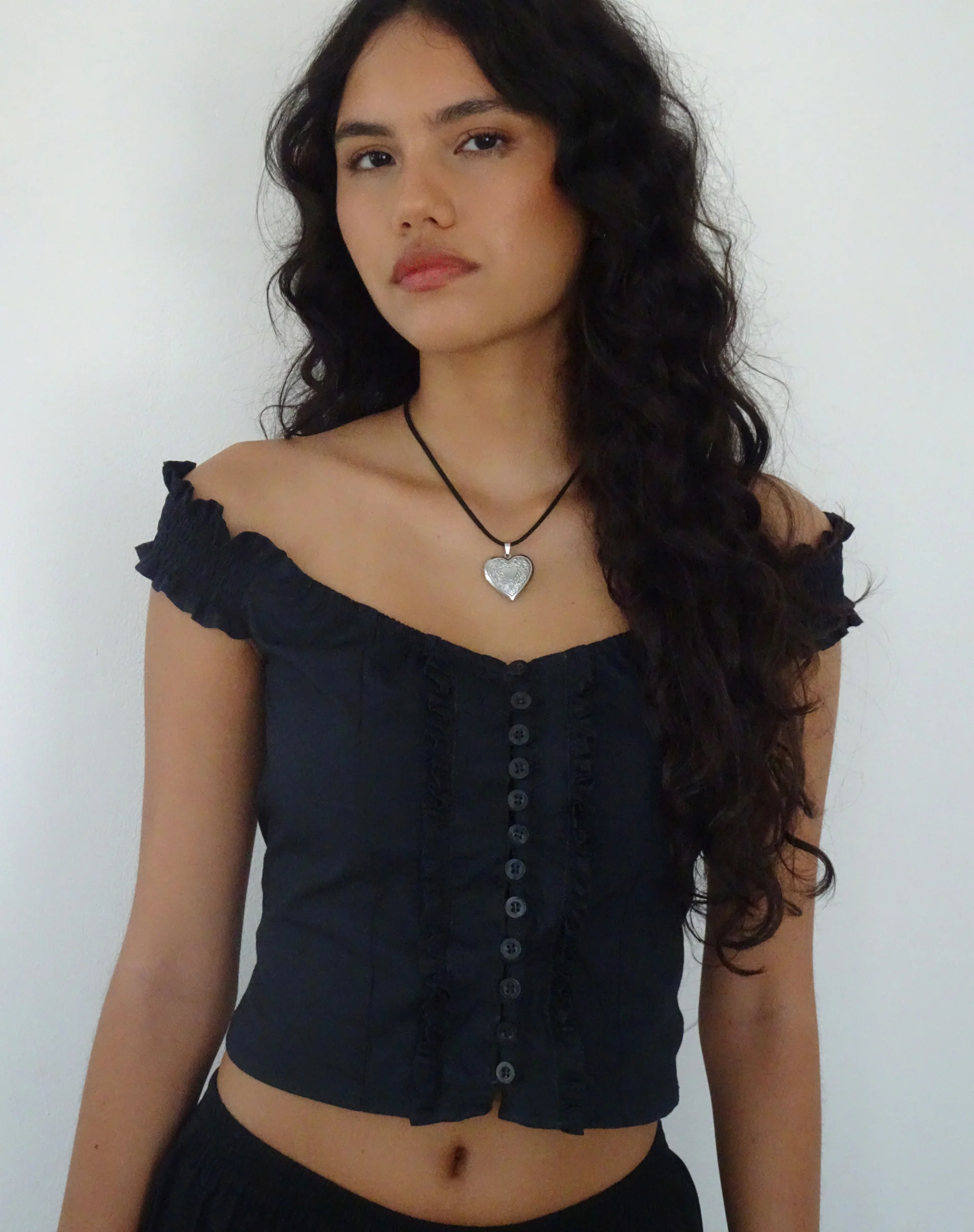 Alderidge Bardot Corset Top in Black - Awmao