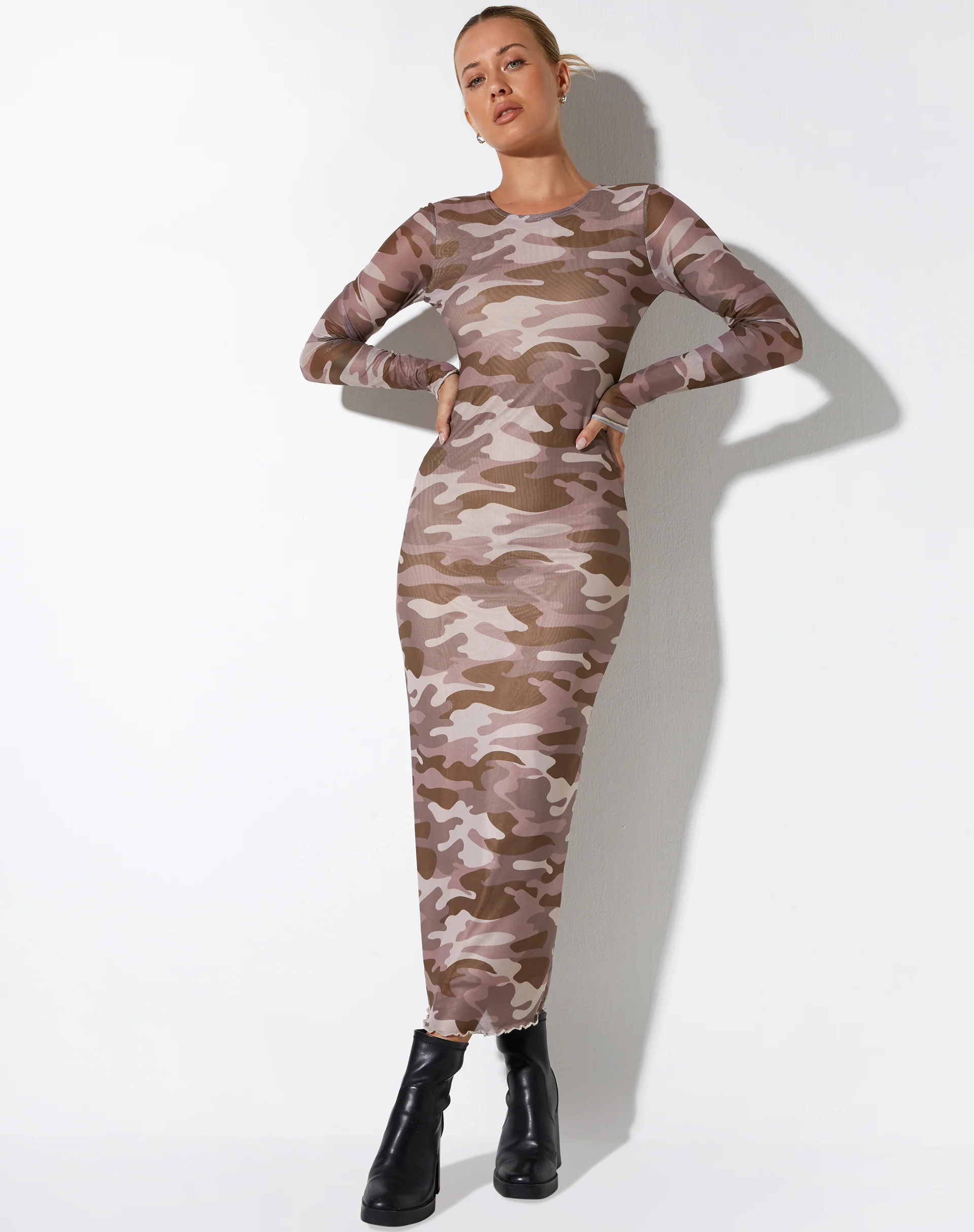 Laura Midi Dress in Camo - Awmao