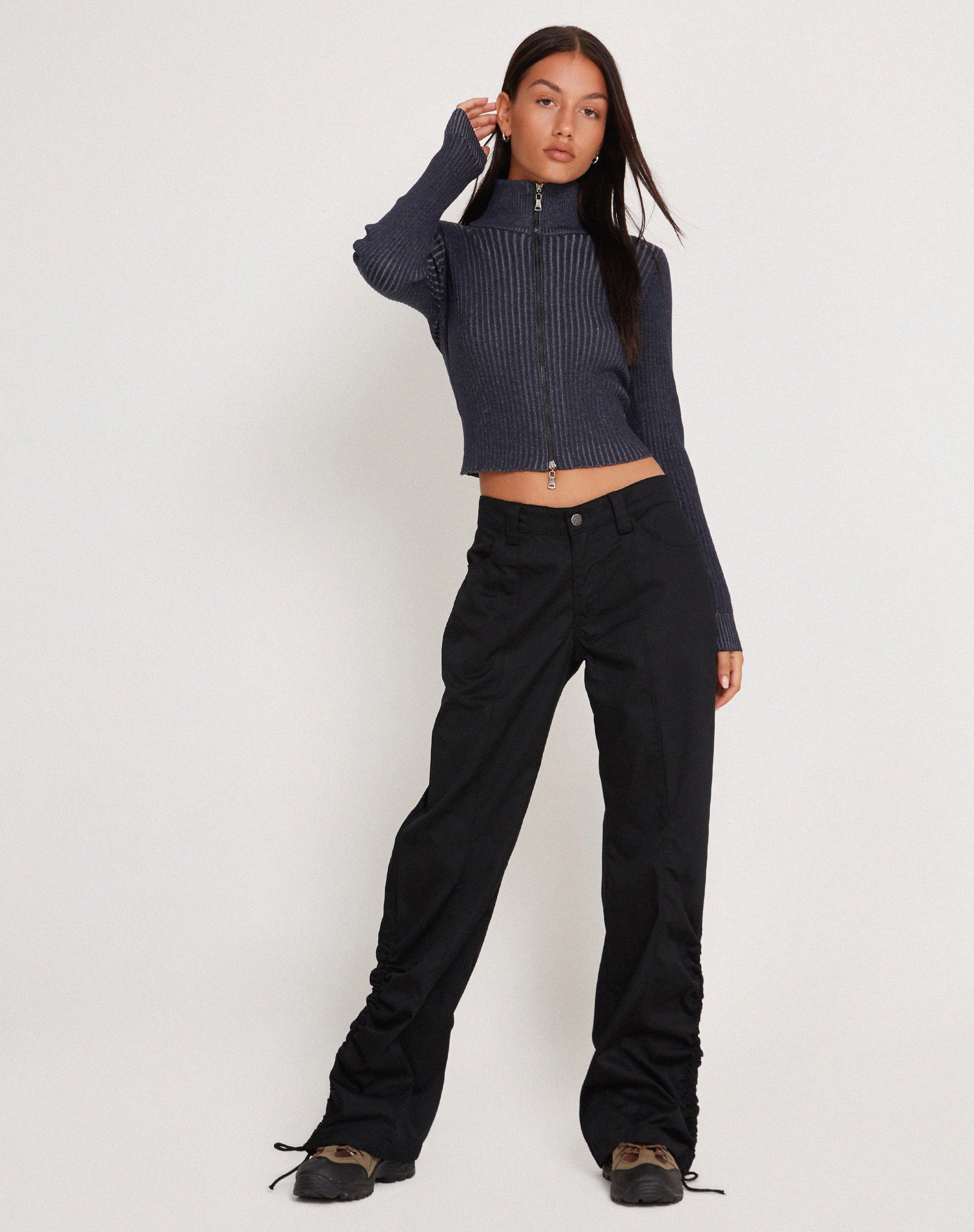 Bracha Low Rise Cargo Trousers in Black - Awmao