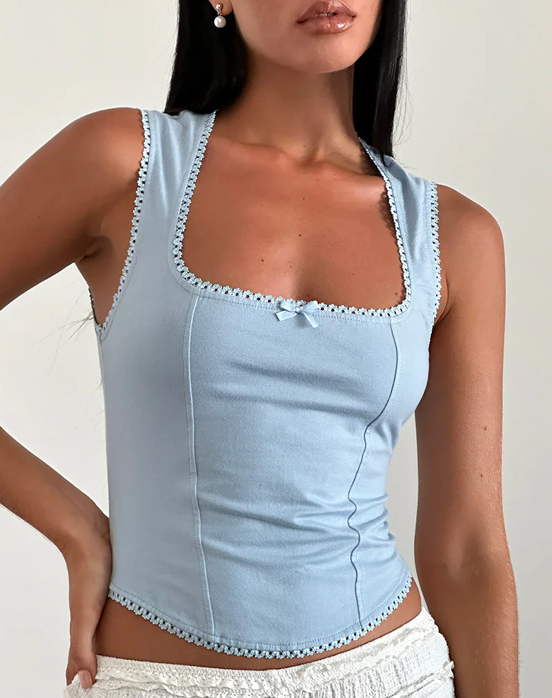 Jinisa Corset Top in Nantucket Blue - Awmao