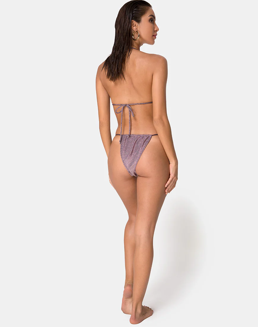 Mone Bikini Bottom in Gunmetal Glitter - Awmao