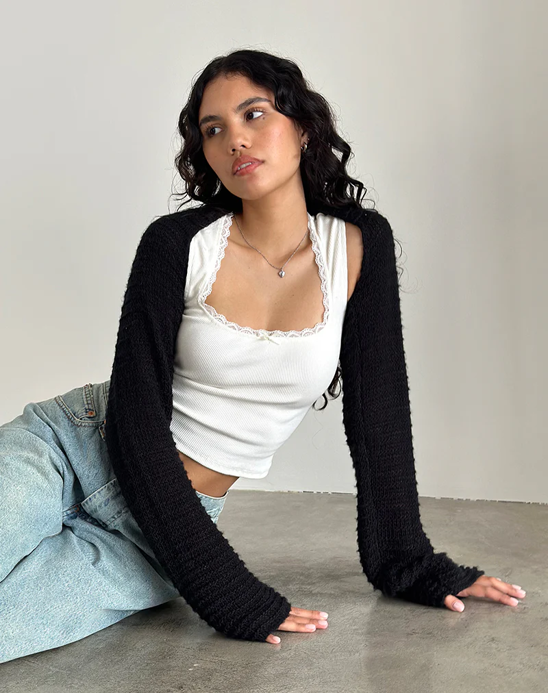 Nobila Shrug Top in Black - Awmao