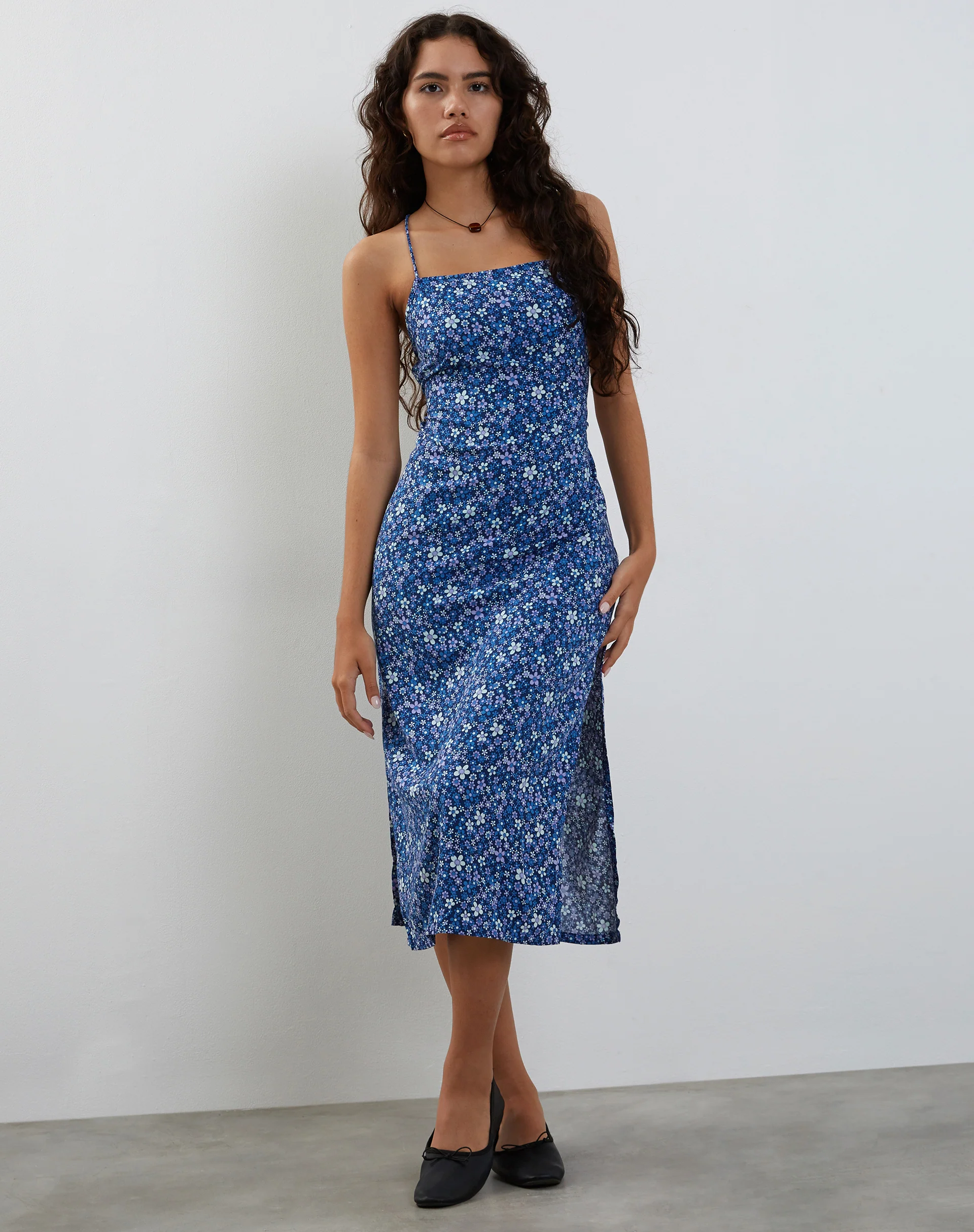 Nosita Midi Dress in Retro Blue - Awmao