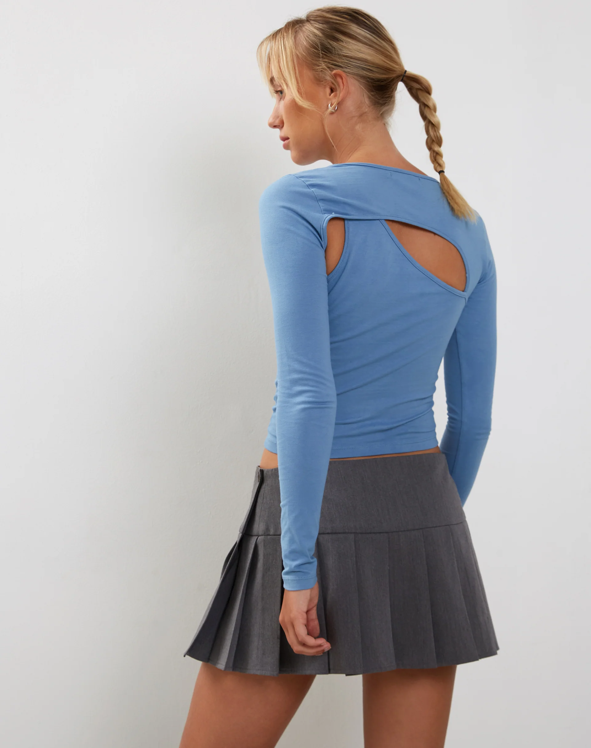 Kaze Long Sleeve Top in Faded Denim - Awmao