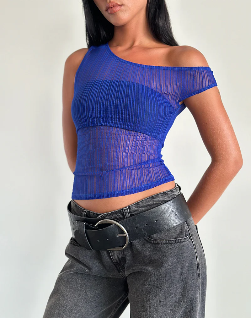 Sohan Top in Sheer Texture Blue - Awmao