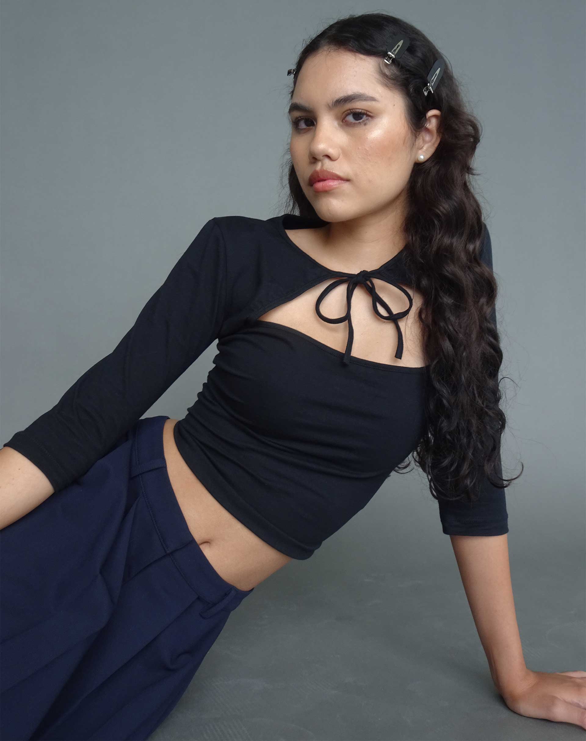 Neha Crop Top in Black - Awmao