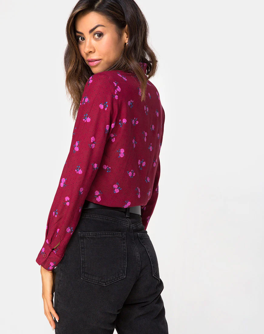 Dimaris Shirt in Magenta Rose Pink - Awmao