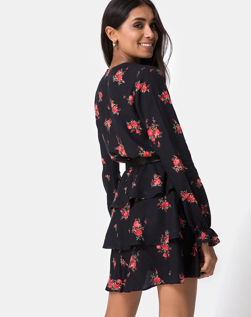 Kepsibelle Dress in Soi Rose Black and Red - Awmao
