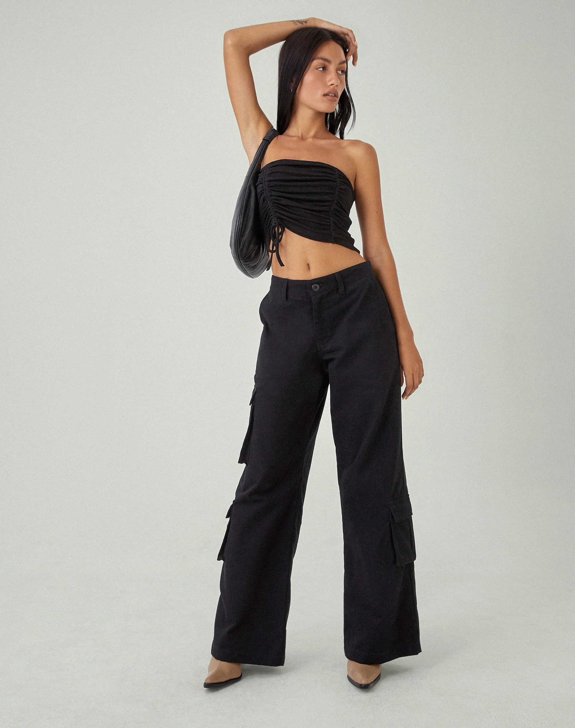 MOTEL X JACQUIE Shan Wide Leg Trouser in Black - Awmao