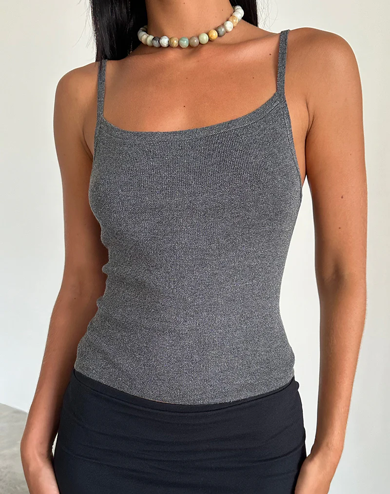 Riona Vest Top in Dark Grey - Awmao