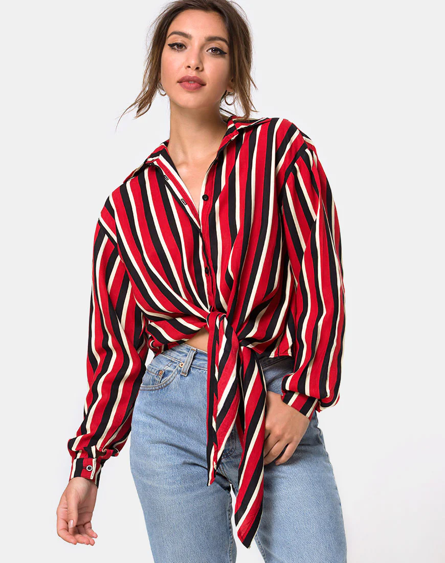 Lauv Shirt in Sunset Stripe Vertical - Awmao