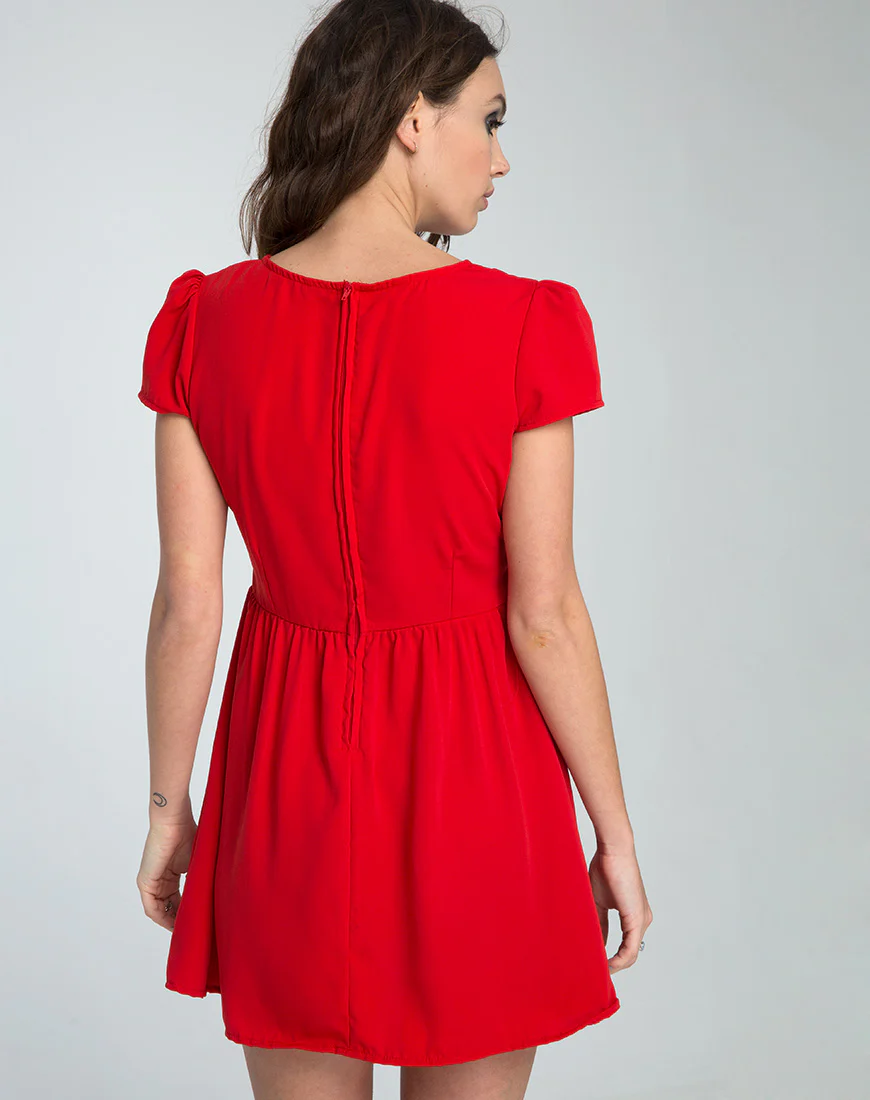 Topi Skater Dress in Red - Awmao