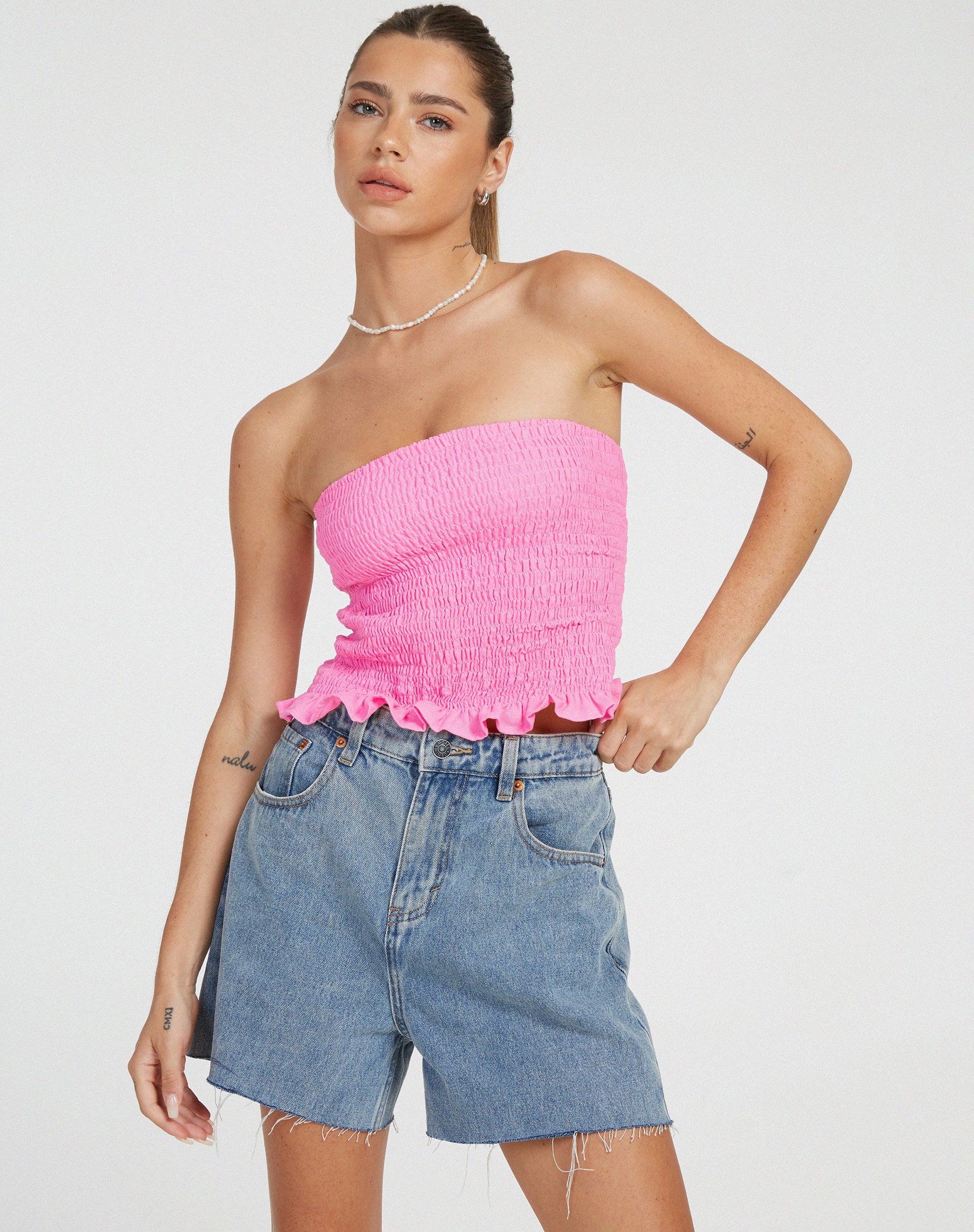 Kiyo Bandeau Top in Bubblegum - Awmao