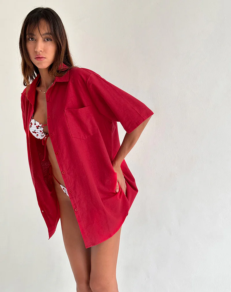 Smith Oversized Shirt in Adrenaline Red - Awmao