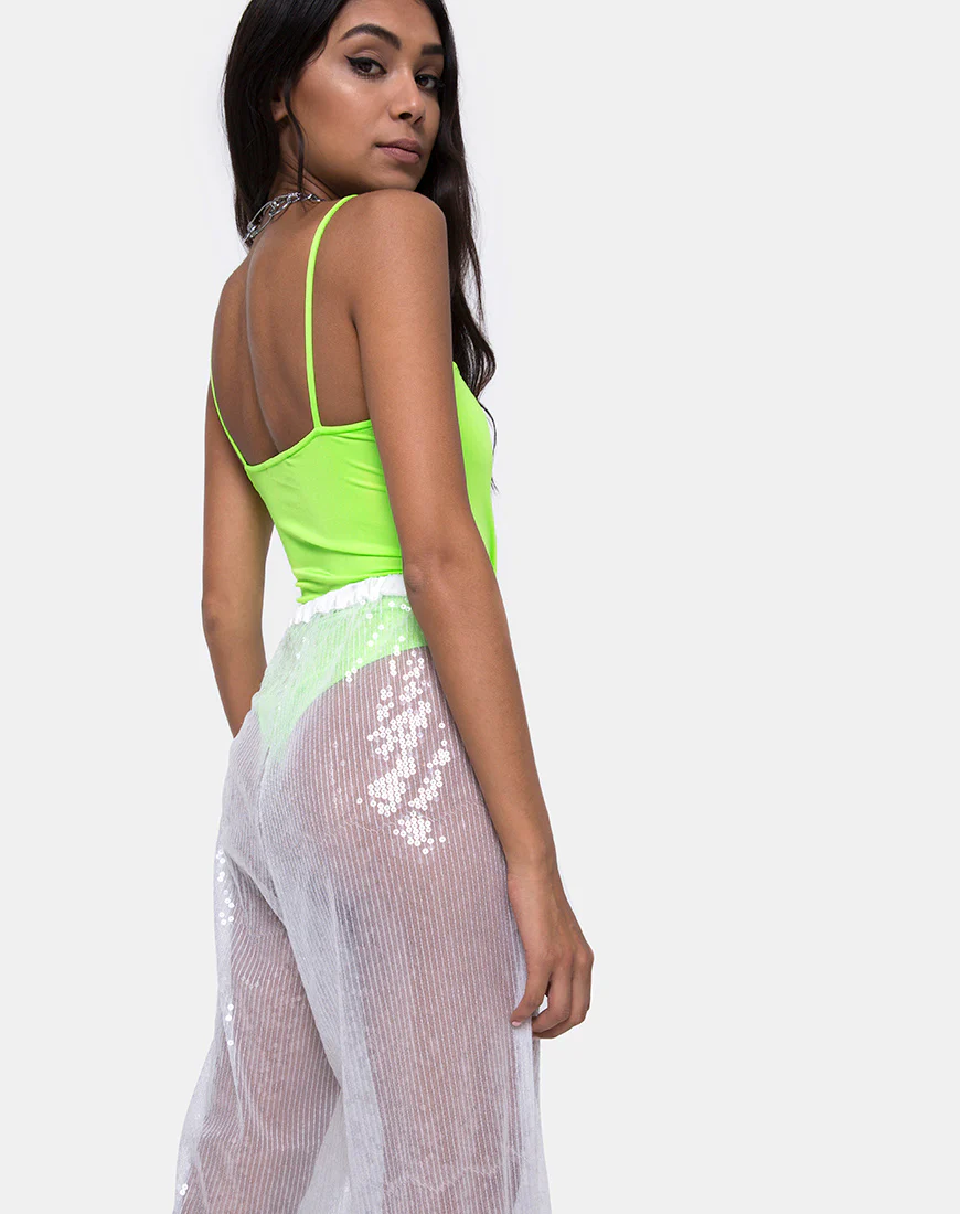 Roid Trouser in Sheer White Clear Crystal - Awmao