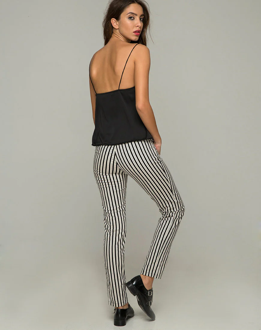 Ruska Jeans in Mini Pinstripe Black and White - Awmao