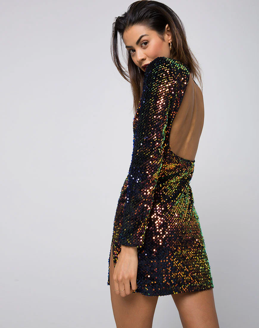 Rosella Dress in Prism Shine Sequin - Awmao