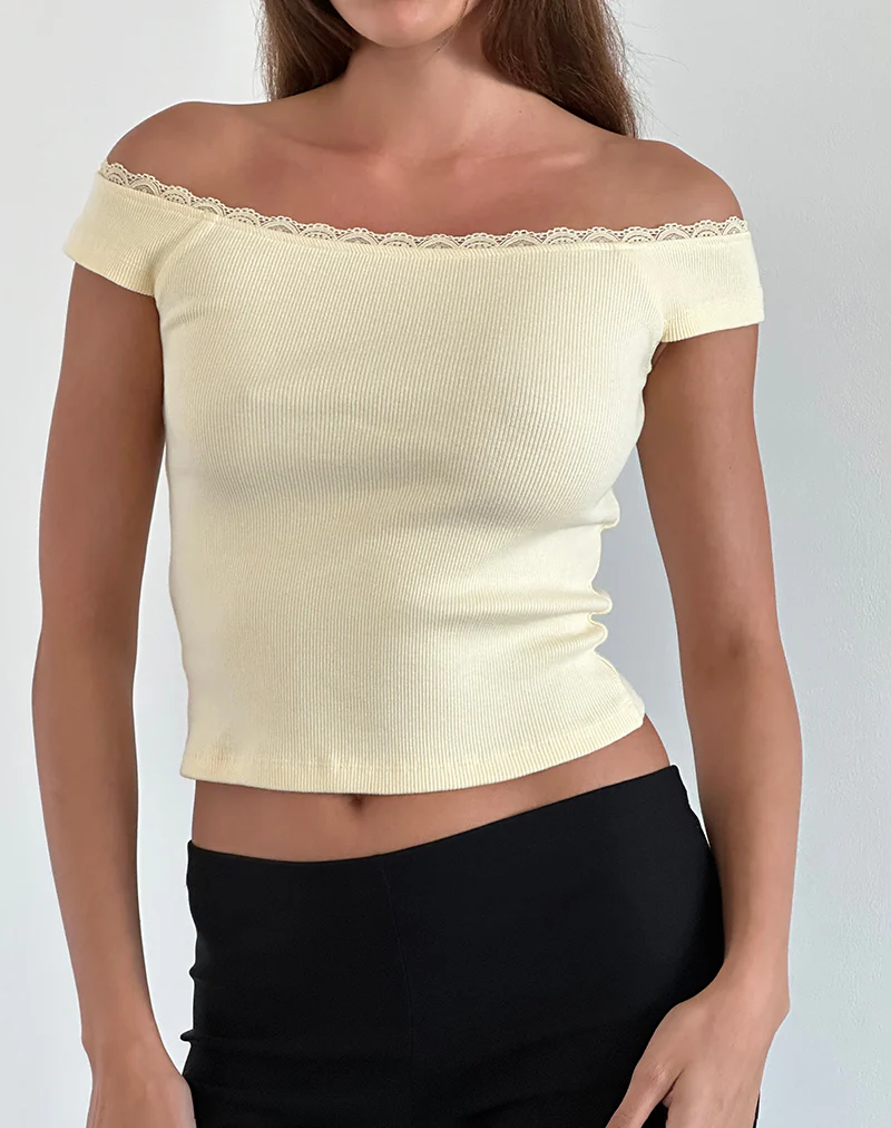 Chacha Top in Rib Lace Buttercream - Awmao