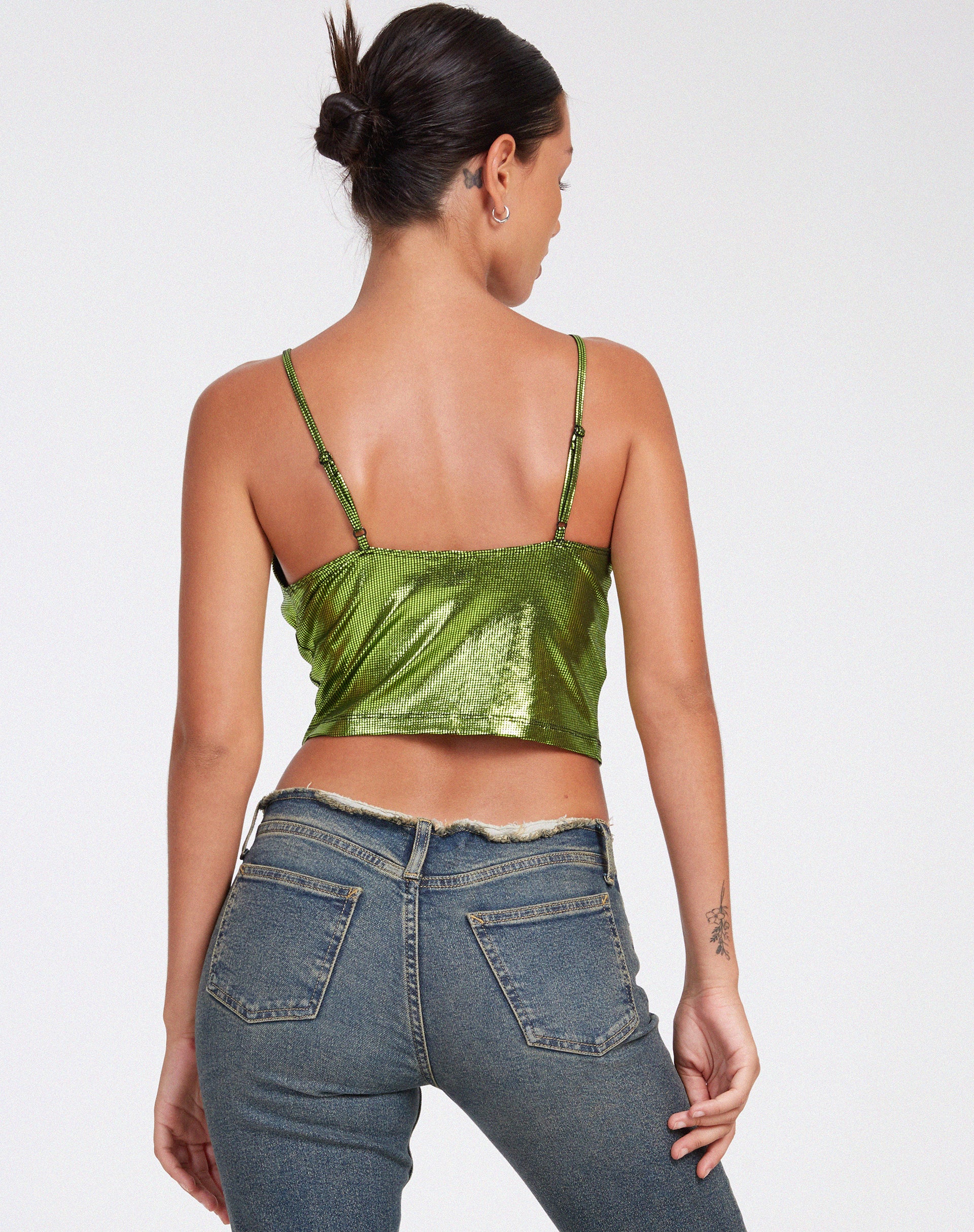 Rumak Crop Top in Holographic Lime - Awmao