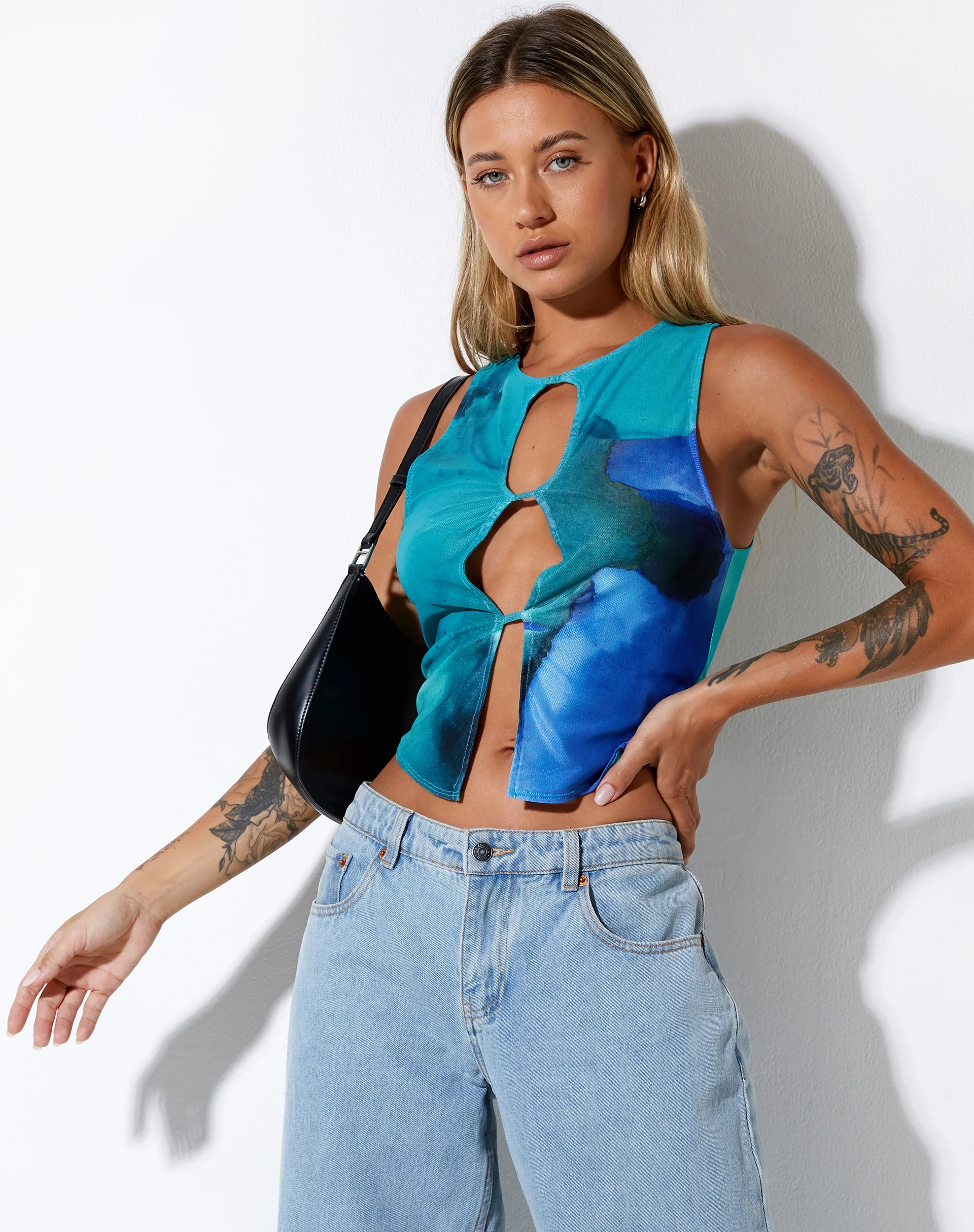 Nolan Crop Top in Fluid Watercolour Wash - Awmao