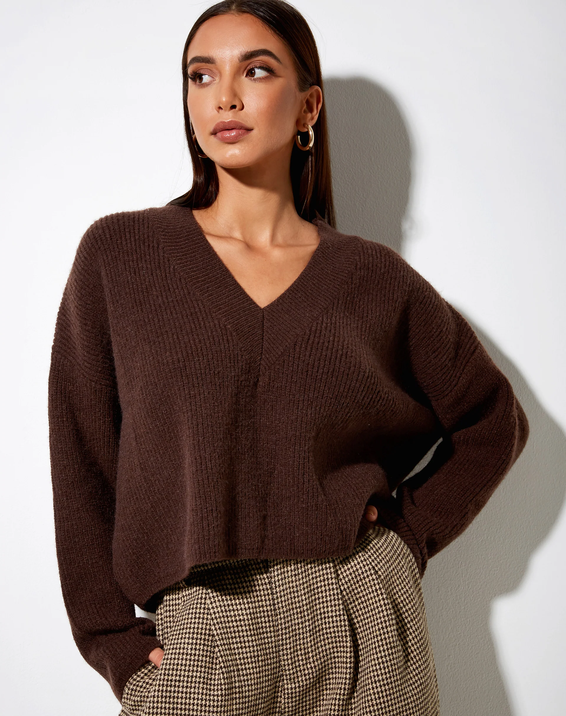 Mabel Jumper in Knit Choco Brown - Awmao