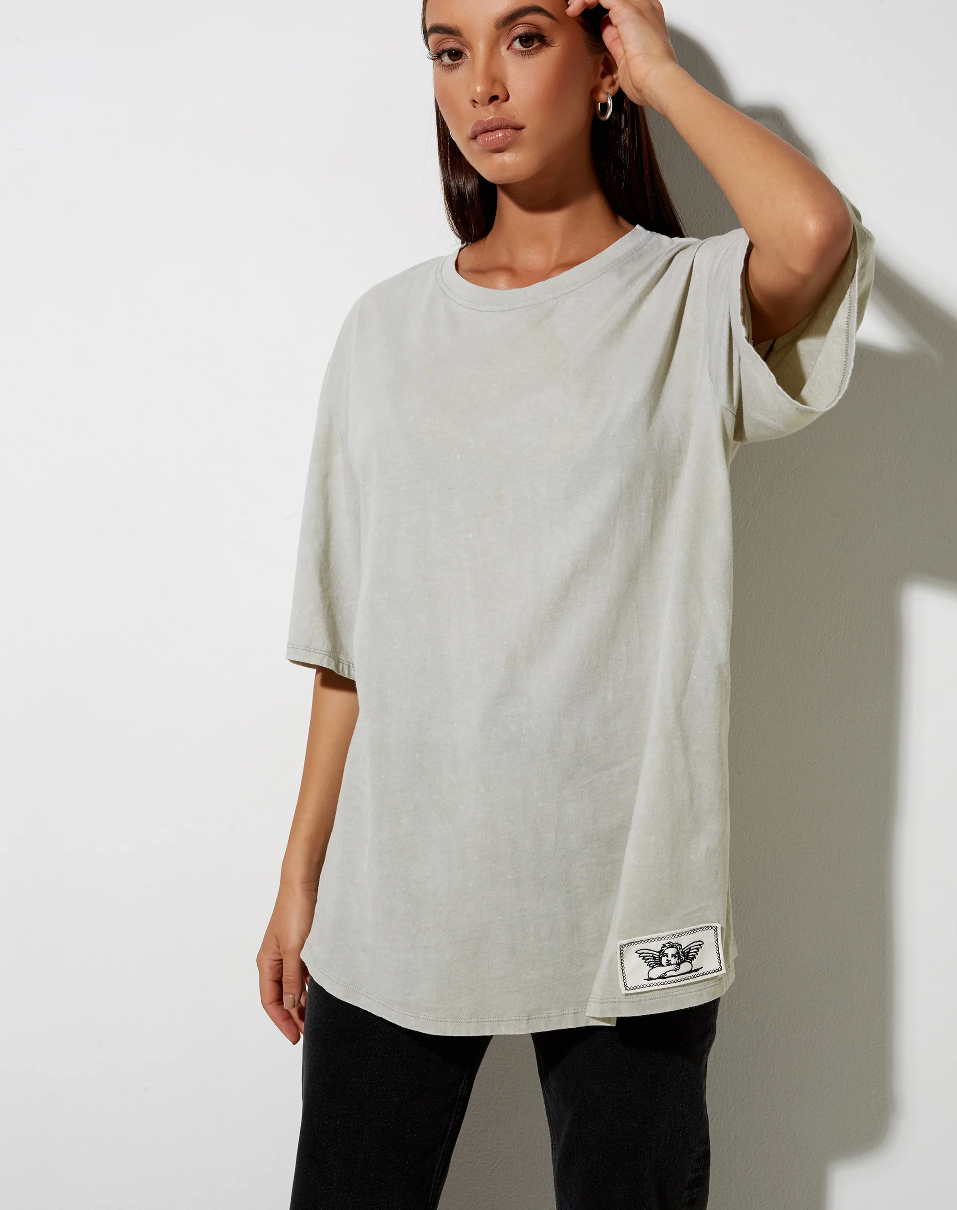 Cocoon Tee in Ecru Angelo Label Embro - Awmao