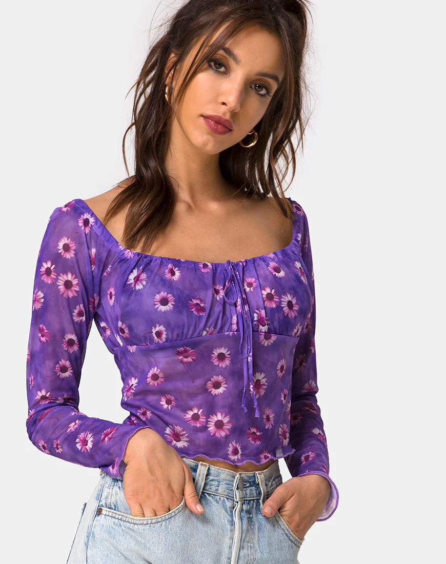 Janina Top in Daisy Daze Purple - Awmao