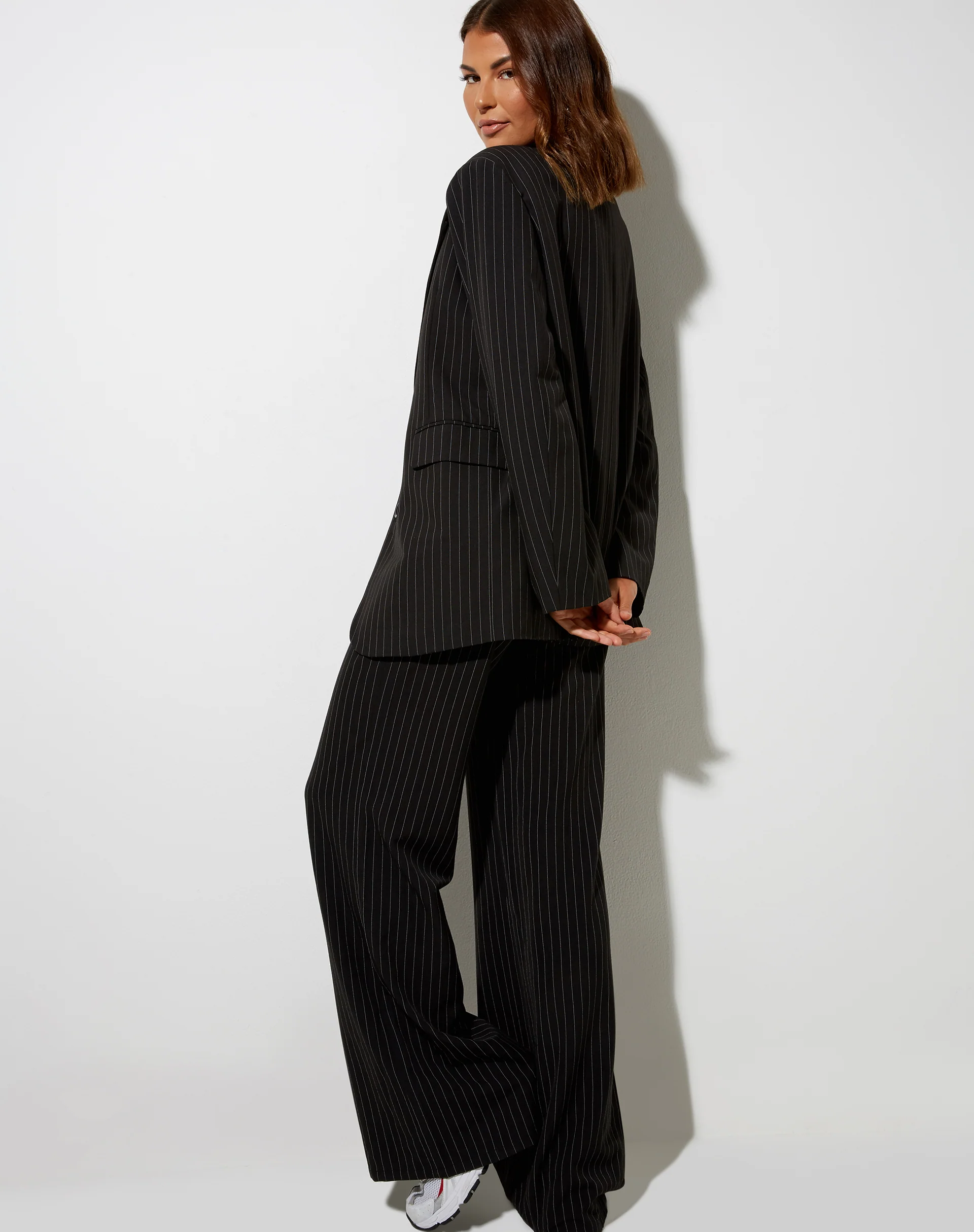 Maiwa Blazer in Pinstripe Black - Awmao