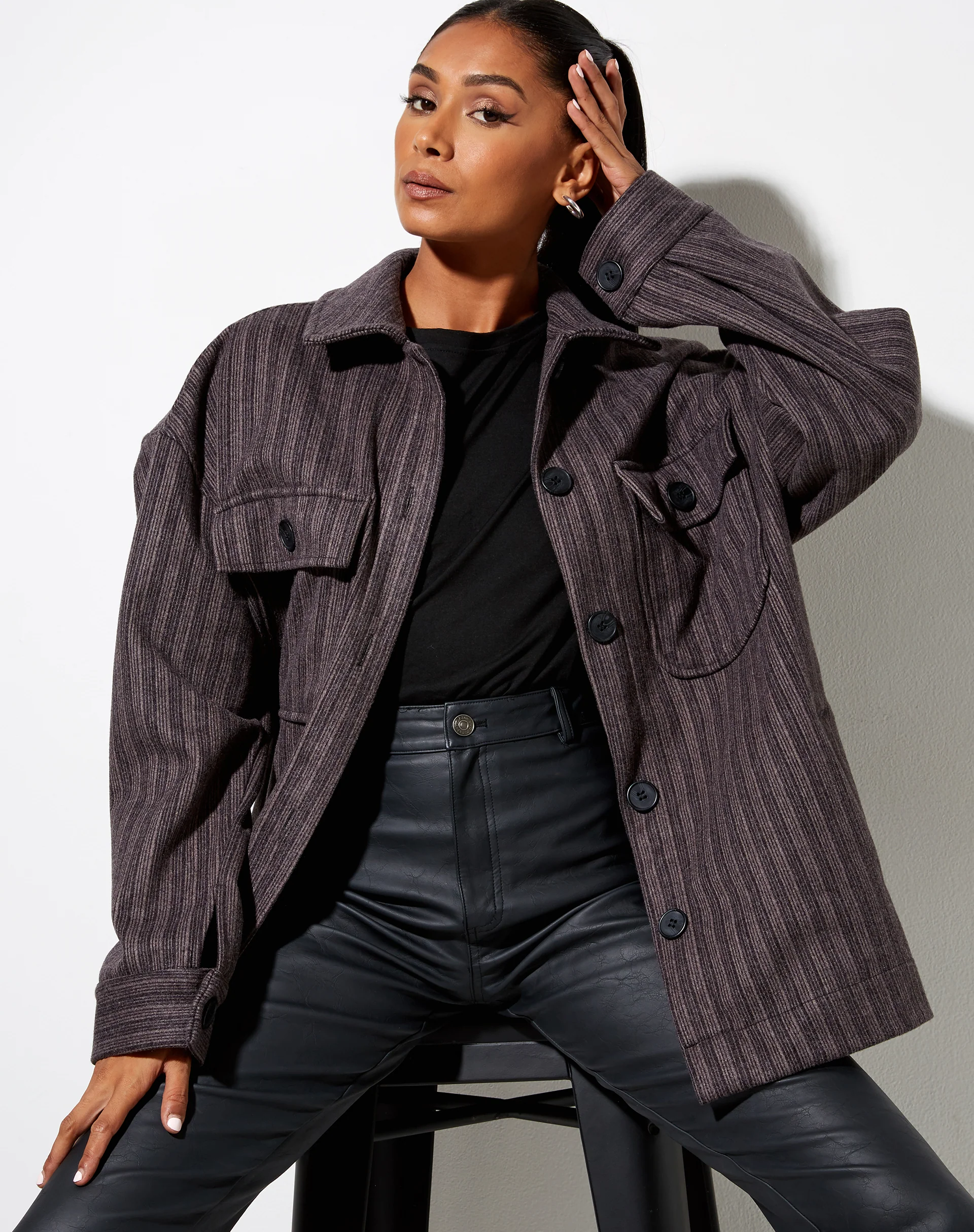 Marcel Shirt in Stripe Black and Grey - Awmao