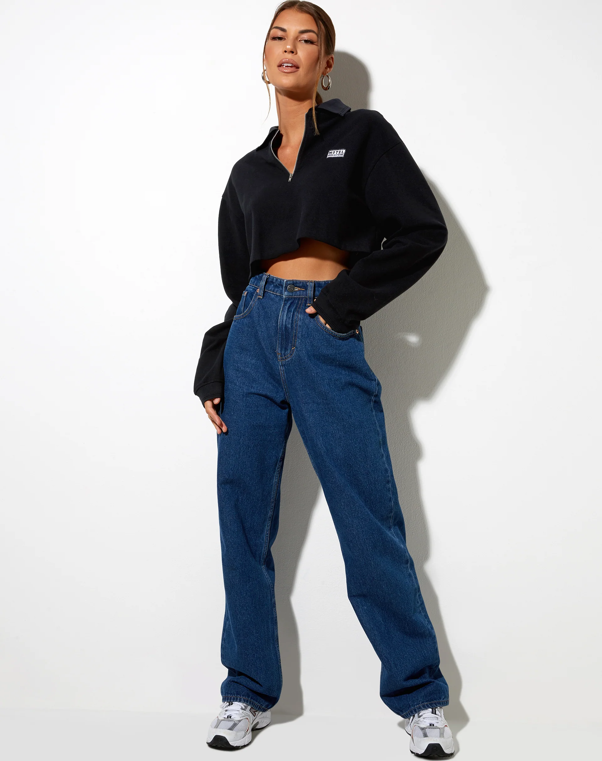 Gandi Crop Top in Black with Motel Work Clothing Label - Awmao