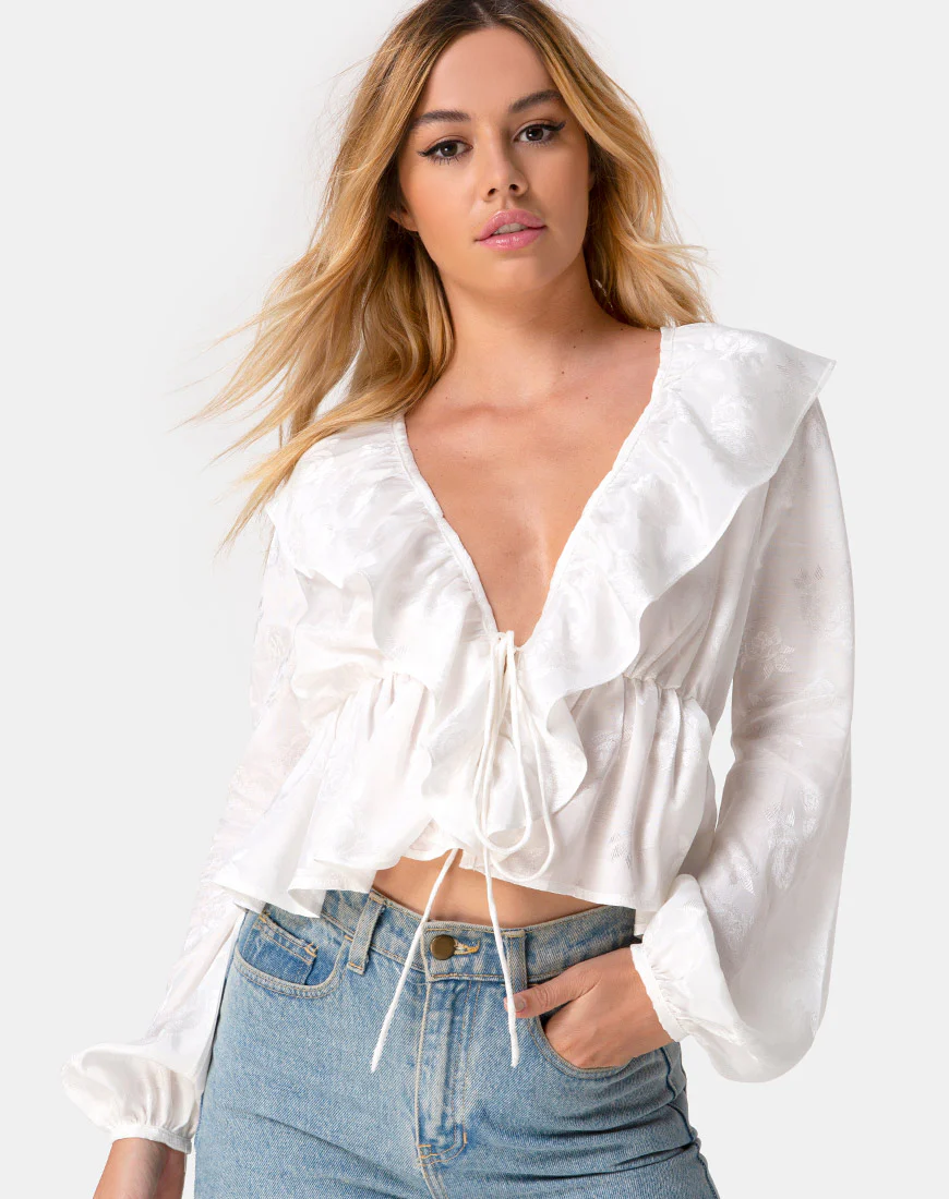 Diar Top in Satin Rose Ivory - Awmao