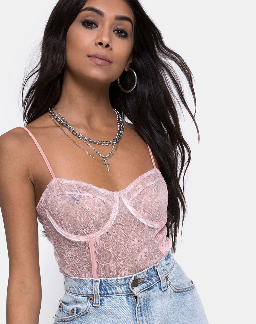 Yecal Bodice Bodice in Lace Rose - Awmao